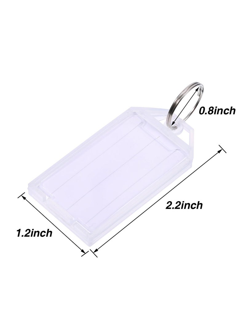 فوميمو 50 قطعة من بطاقات المفاتيح البلاستيكية البيضاء مع حامل حلقة مقسومة للنافذة وعلامات الأمتعة وسلسلة المفاتيح - Image 2