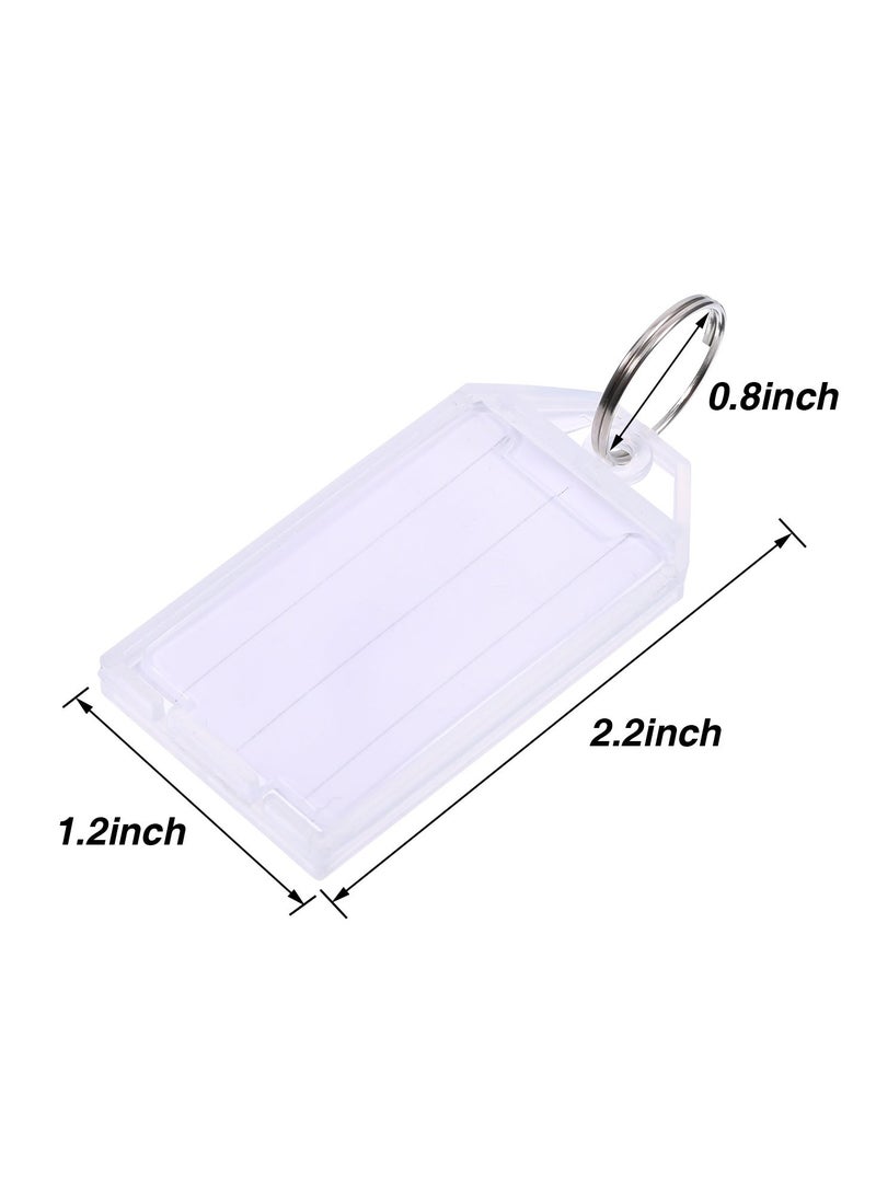 phomemo 50 Pack White Plastic Key Tags with Split Ring Holder Label Window Luggage Label Tags Key Ring Keychain  - Image 2