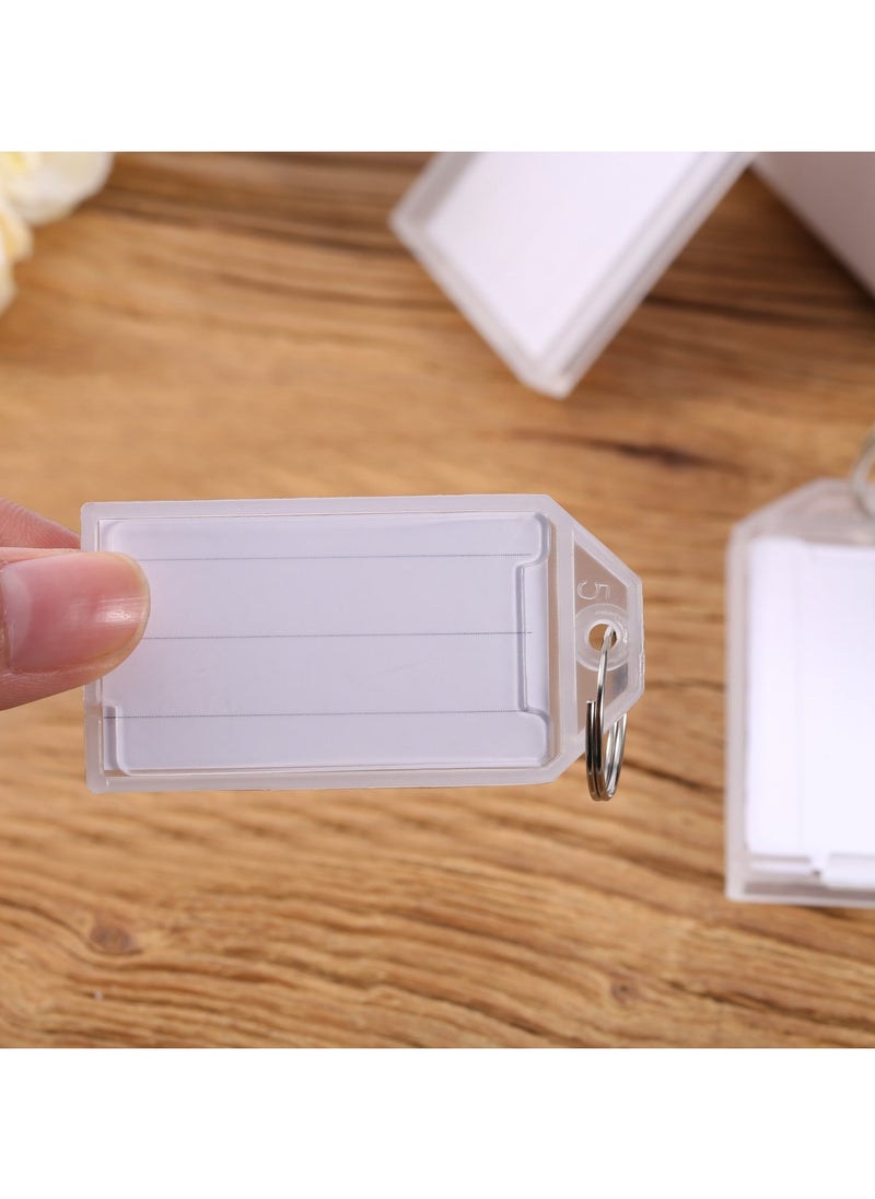 phomemo - 50 Pack White Plastic Key Tags with Split Ring Holder Label Window Luggage Label Tags Key Ring Keychain - Image 1