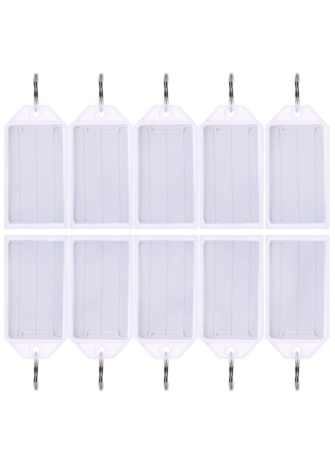 50 Pack White Plastic Key Tags with Split Ring Holder Label Window Luggage Label Tags Key Ring Keychain