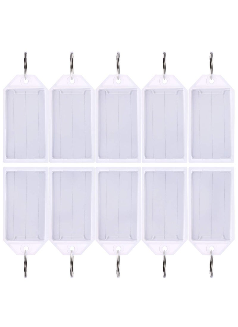 phomemo 50 Pack White Plastic Key Tags with Split Ring Holder Label Window Luggage Label Tags Key Ring Keychain  - Image 1