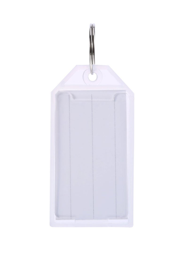 phomemo - 50 Pack White Plastic Key Tags with Split Ring Holder Label Window Luggage Label Tags Key Ring Keychain - Image 1