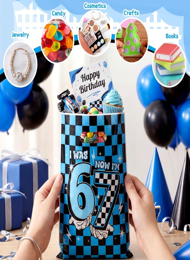 Kolldenn 30 Pcs 6 7 Birthday Gift Bags 6 7 Birthday Goodie Bags with Handles 9.84 x 6.69 Checkered Goodie Bag for Party Decoration Theme Celebration Supplies - Image 5