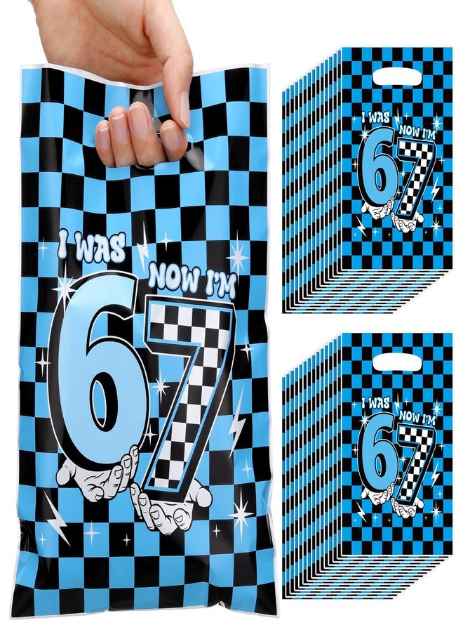 Kolldenn 30 Pcs 6 7 Birthday Gift Bags 6 7 Birthday Goodie Bags with Handles 9.84 x 6.69 Checkered Goodie Bag for Party Decoration Theme Celebration Supplies - Image 1
