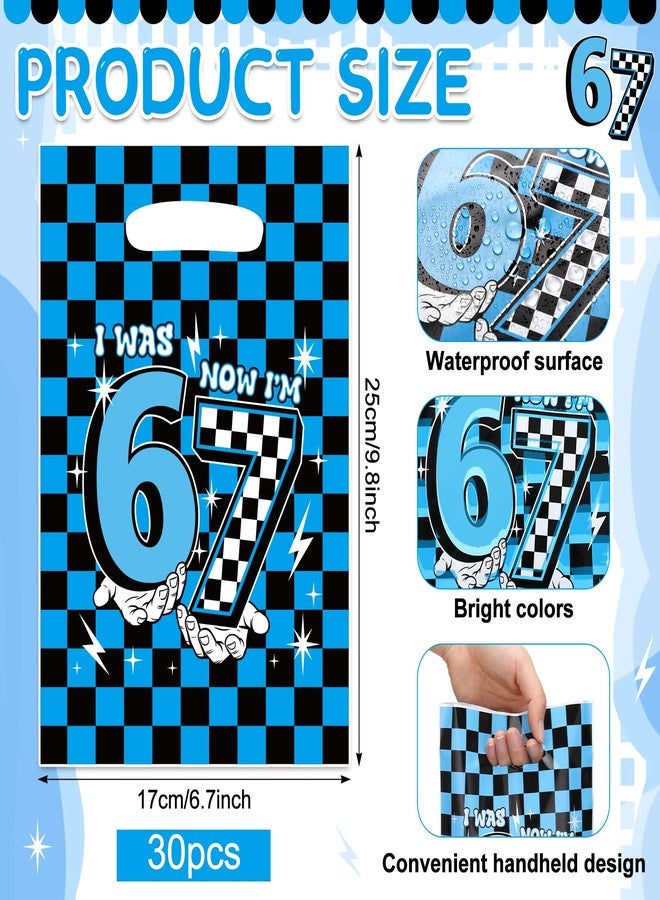 Kolldenn 30 Pcs 6 7 Birthday Gift Bags 6 7 Birthday Goodie Bags with Handles 9.84 x 6.69 Checkered Goodie Bag for Party Decoration Theme Celebration Supplies - Image 2