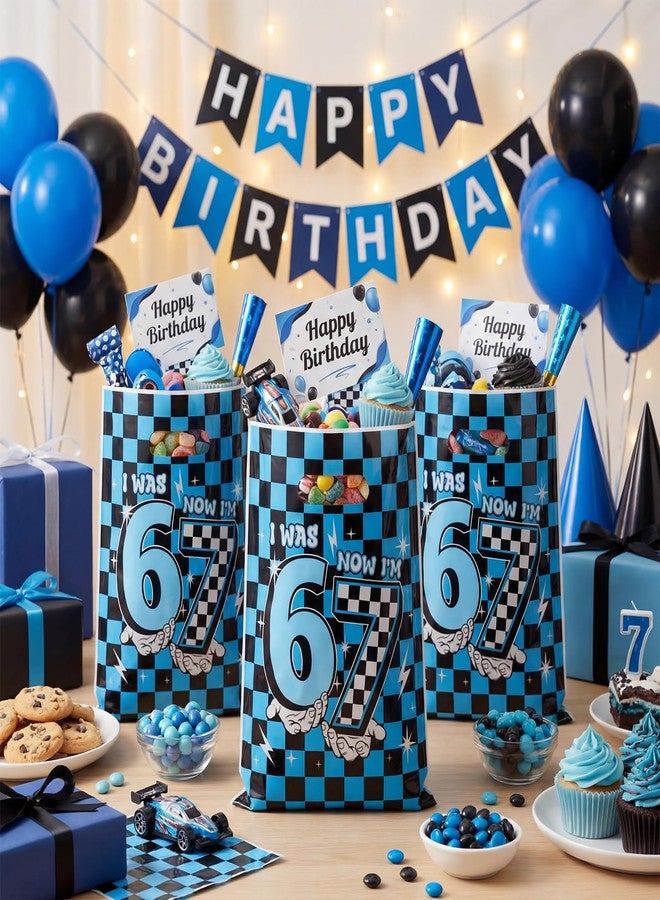 Kolldenn 30 Pcs 6 7 Birthday Gift Bags 6 7 Birthday Goodie Bags with Handles 9.84 x 6.69 Checkered Goodie Bag for Party Decoration Theme Celebration Supplies - Image 4