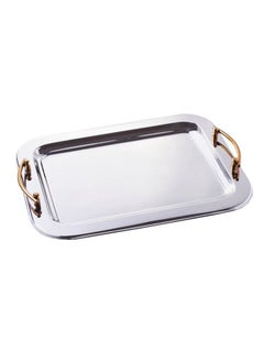 BLACKSTONE Stainless Steel Serving Tray with Gold Handle 33x46  - Image 1