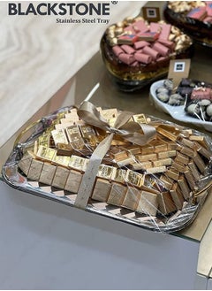 BLACKSTONE Stainless Steel Serving Tray with Gold Handle 33x46  - Image 3