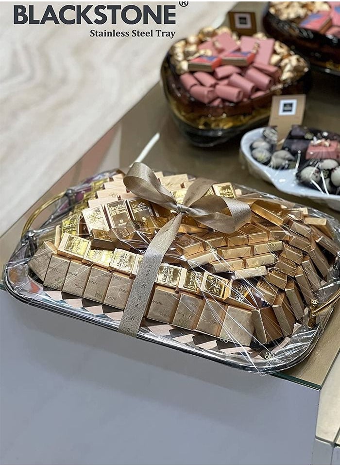 BLACKSTONE - Stainless Steel Serving Tray with Gold Handle 33x46 - Image 1