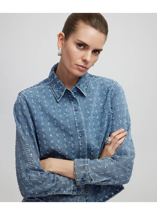 Ipekyol Rhinestone Denim Shirt - Image 3