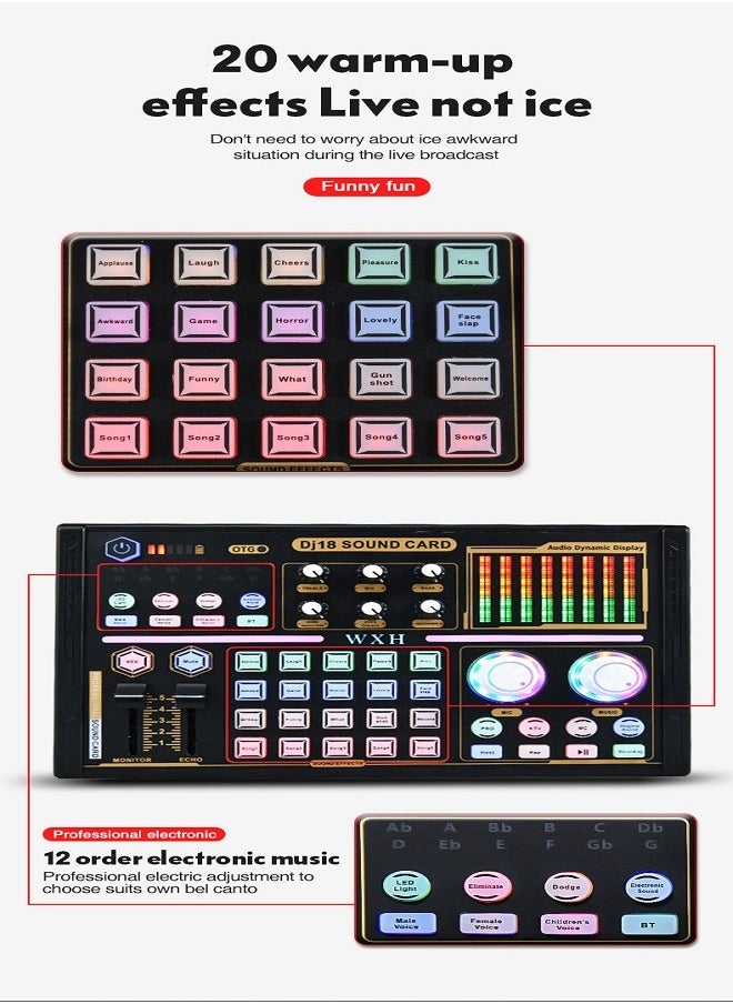 Sunbmebge - Live Sound Cards Condenser Microphone Set Streaming Audio Mixer with Microphone Stand/Suitable for Live Broadcast/Podcast/Youtube/PC/Smartphone - Image 1