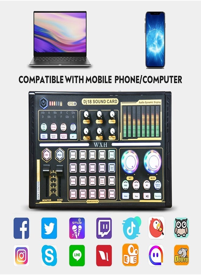 Sunbmebge - Live Sound Cards Condenser Microphone Set Streaming Audio Mixer with Microphone Stand/Suitable for Live Broadcast/Podcast/Youtube/PC/Smartphone - Image 1