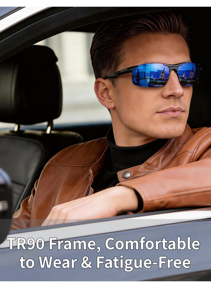 بوكيلار نظارات شمسية رجالية PUKCLAR مقاومة للانعكاس لقيادة الرياضة نظارات شمسية إطار معدني من الألومنيوم والمغنيسيوم نظارات الغوص للدراجة والصيد والجولف - Image 2