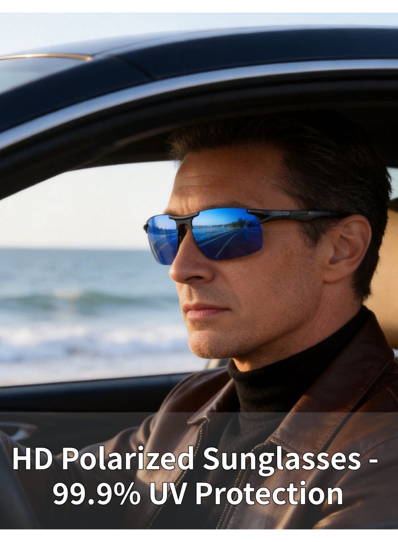 بوكيلار نظارات شمسية رجالية PUKCLAR مقاومة للانعكاس لقيادة الرياضة نظارات شمسية إطار معدني من الألومنيوم والمغنيسيوم نظارات الغوص للدراجة والصيد والجولف - Image 3