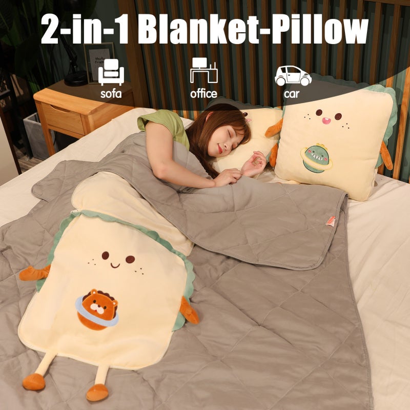 Waist Pillow 15.0"X15.0" To 47.2"X63.0" 2-In-1 Blanket Pillow - Convenient Zipper Travel Pillow For Home Office Car Use - Image 2