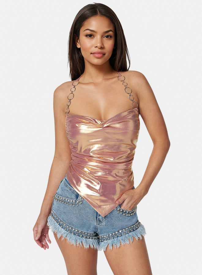 bebe Metallic Handkerchief Top - Image 1