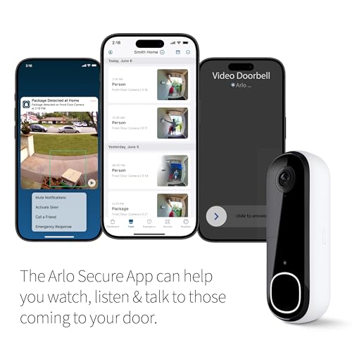 Arlo Video Doorbell 2K | 2nd Gen | Wire-Free/Wired Option, 2-Way Audio, Night Vision, Head to Toe Video View, Integrated Siren | Live Stream | Real Time Notifications |180 Deg Wide View, White - Image 3