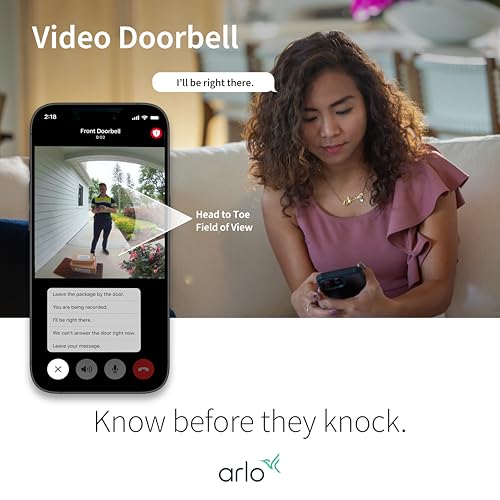 Arlo Video Doorbell 2K | 2nd Gen | Wire-Free/Wired Option, 2-Way Audio, Night Vision, Head to Toe Video View, Integrated Siren | Live Stream | Real Time Notifications |180 Deg Wide View, White - Image 4
