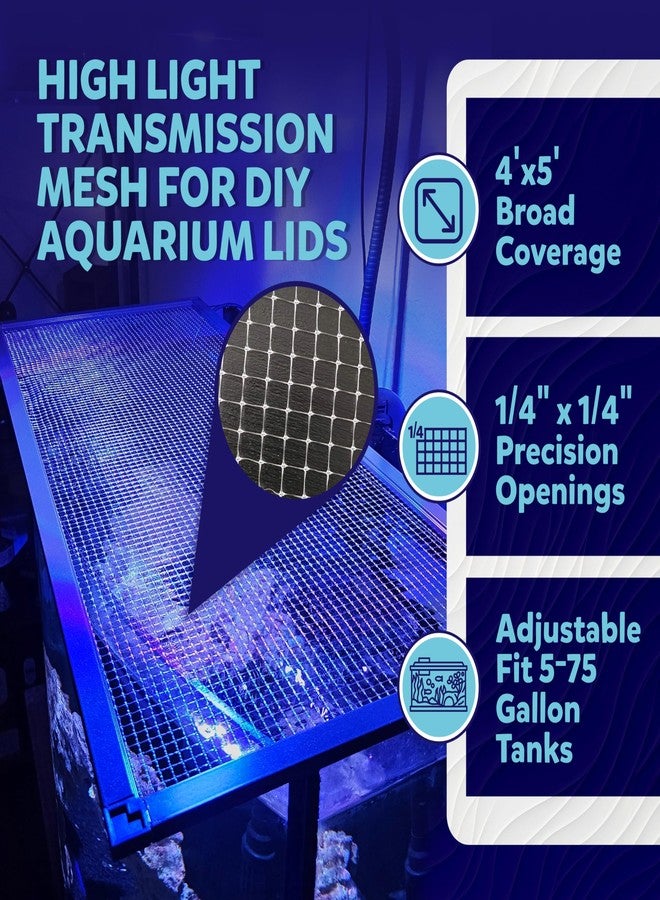 MongsterAquatics شبكة شفافة - 4 × 5 قدم - شبكة بلاستيكية لغطاء حوض السمك - غطاء حوض السمك - شبكة حوض السمك (4 × 5 قدم) - Image 3