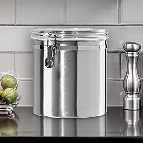 Oggi Stainless Steel Kitchen Canister 152 fl oz - Airtight Clamp Lid, Clear See-Thru Top - Ideal for Kitchen Storage, Food Storage, Pantry Storage. Jumbo Size 8" x 8". - Image 2