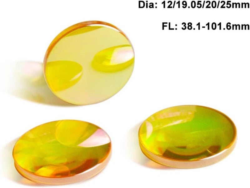 CO2 Laser Cutter Focus Focal Lens USA CVD ZnSe 19.05mm Dia CO2 Laser Focusing Lens 38.1, 50.8, 63.5, 76, 101mm for Laser Cutting Machine (Diameter : 12mm, Focal Length : 101.6mm) - Image 2