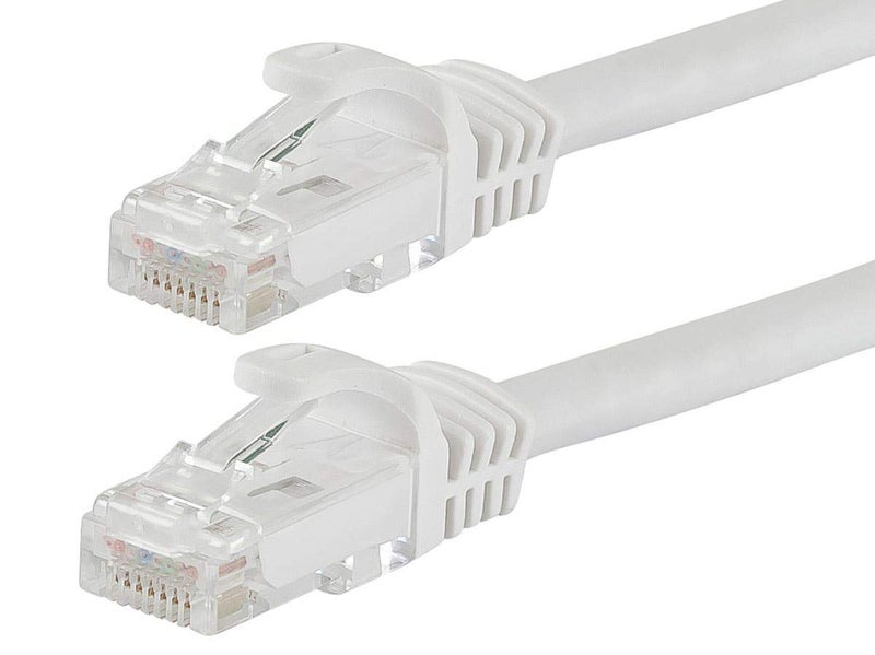 Monoprice Cat5e Ethernet Patch Cable Snagless RJ45 Stranded 350Mhz UTP 24AWG 100 Feet White Flexboot Series - Image 2
