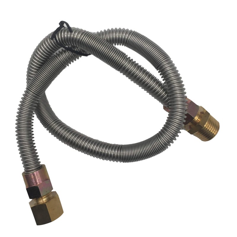 METER STAR Propane fire Pit Whistle Free Gas Flex Line for Fire Pit and Fireplace - Stainless Steel (24" Long) 1/2" NPT Male x 1/2" NPT Female Corrugated Pipe - Image 2