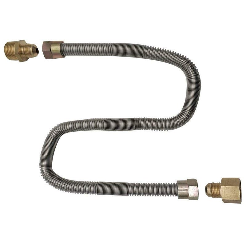 METER STAR Propane fire Pit Whistle Free Gas Flex Line for Fire Pit and Fireplace - Stainless Steel (24" Long) 1/2" NPT Male x 1/2" NPT Female Corrugated Pipe - Image 4
