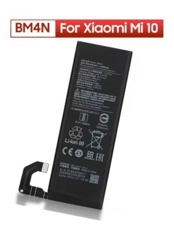 High Quality Original Internal Battery Replacement for Xiaomi Mi 10 5G / Mi 10S – 4780mAh Li-ion Rechargeable Battery with Fast Charging Support | Safe, Long-Lasting & Durable Power Backup Solution | Reliable Mobile Battery Pack (Black) - Image 1