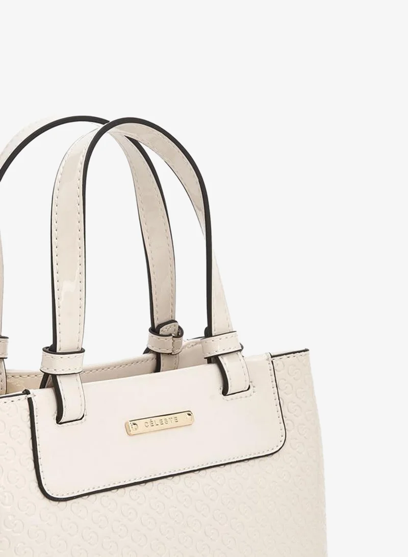 Celeste IVORY Monogram Embossed Tote Bag With Double Handle for Women | Best Price UAE