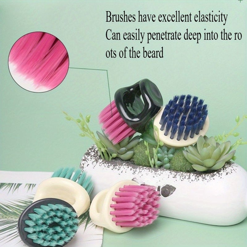 Vintage Ring Beard Brush For Men Red And Black Handle Cleaning Styling Haircuts - Image 1