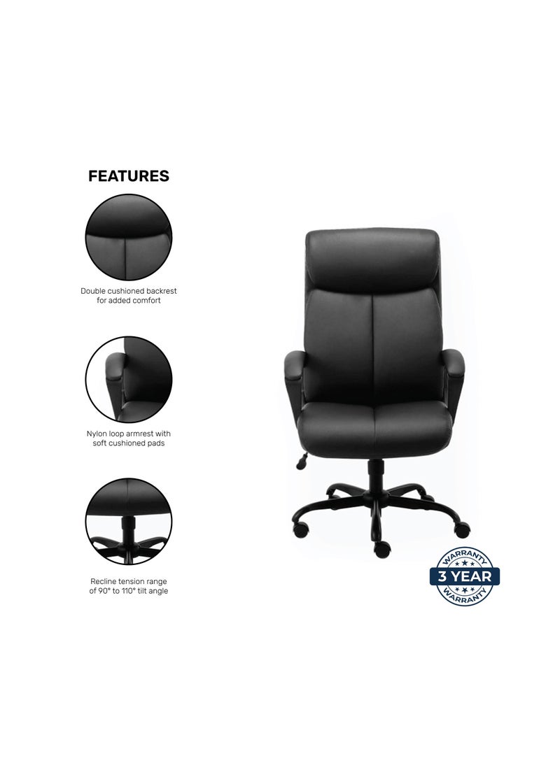 BAFCO High Back Cushion Padded Ergonomic Office Executive Adjustable Height Modern Comfort Mesh Wide Seat Home Working Study Office Staff Chair (Black) - Image 4