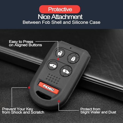 INFIPAR 2pcs Compatible with Honda Odyssey 5 Buttons Key Fob Cover Case Key Chain Protector Keyless Remote Holder - Image 4