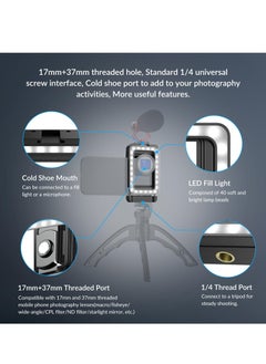 KASTWAVE Thread Lens Adapter 17mm+37mm with LED Fill Light, One-Piece Lens Phone Adapter for Android/iPhone, Professional Macro Photography Lens Attachments for Macro/Wide Angle/Flow/Radial/Star Filter/  - Image 3