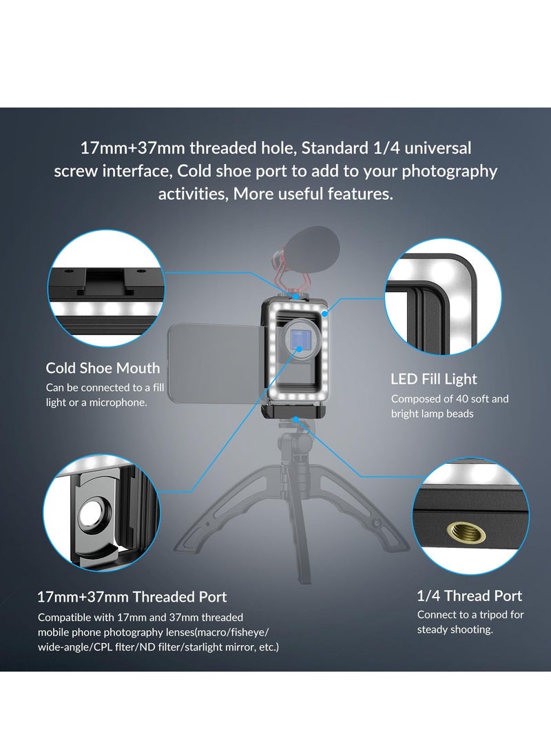KASTWAVE Thread Lens Adapter 17mm+37mm with LED Fill Light, One-Piece Lens Phone Adapter for Android/iPhone, Professional Macro Photography Lens Attachments for Macro/Wide Angle/Flow/Radial/Star Filter/  - Image 3
