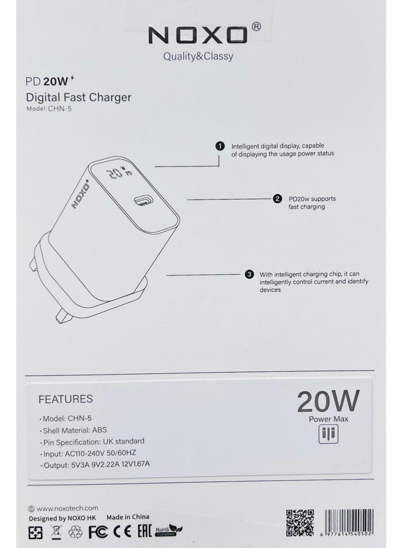NOXO 20W DIGITAL FAST CHARGER PD - Image 1