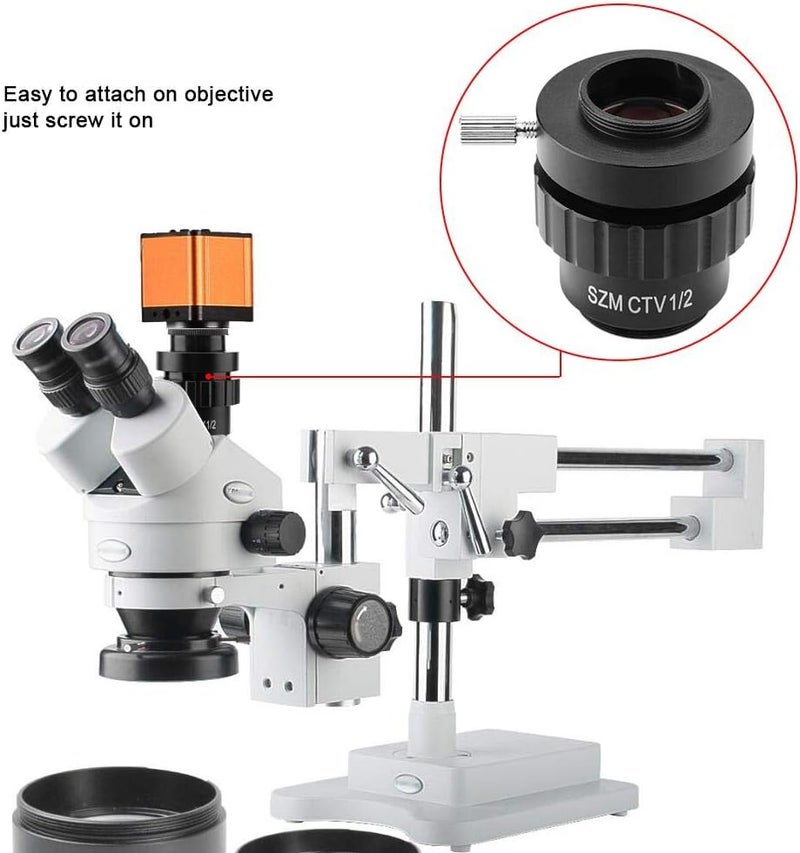 Pomya 0.5X C-Mount Objective Lens,1/2 CTV Adapter for Video Digital Camera Trinocular Stereo Microscope, Comes with 1-1/8 - Image 3