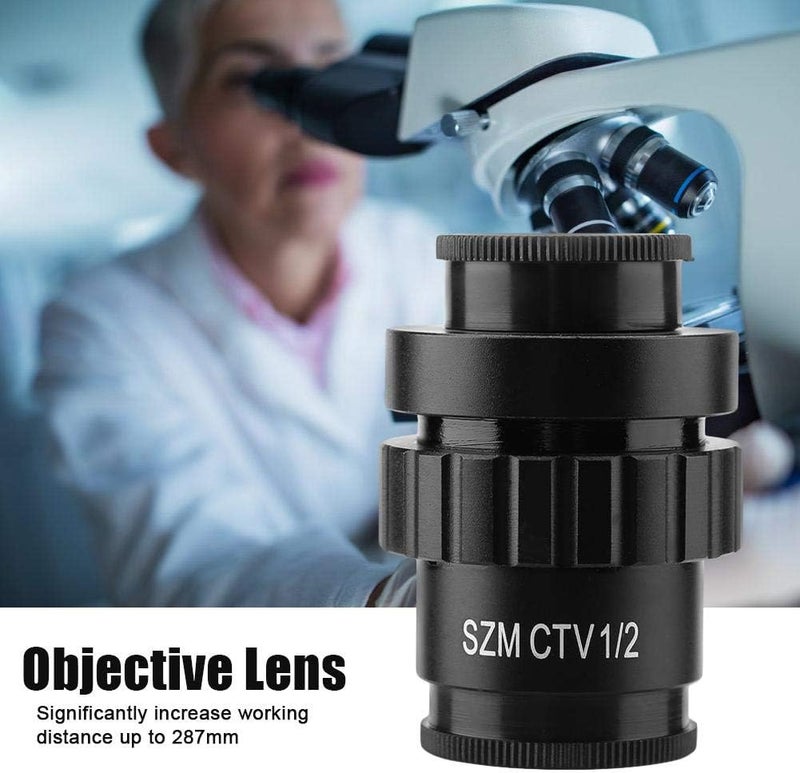 Pomya 0.5X C-Mount Objective Lens,1/2 CTV Adapter for Video Digital Camera Trinocular Stereo Microscope, Comes with 1-1/8 - Image 1