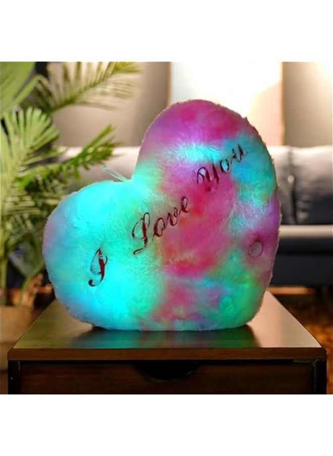 Light Heart Pillow | Heart Throw Pillow | Heart-Shaped Light Up Pillow, 14.17in Soft Plushie with Illuminating LED Lights, Cozy Home Decor Night Light, Romantic s Day Plush Cushion for Sofa  - Image 4