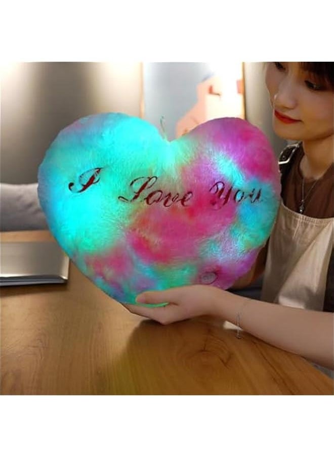Light Heart Pillow | Heart Throw Pillow | Heart-Shaped Light Up Pillow, 14.17in Soft Plushie with Illuminating LED Lights, Cozy Home Decor Night Light, Romantic s Day Plush Cushion for Sofa  - Image 5