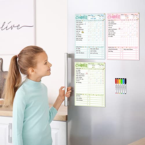 Clever Clean Magnetic Dry Erase Chore Chart - 8.5"x12" Behavior Responsibility Chore Board for Kids, Teenagers - 6 Extra Fine Point Markers Included - Shipped Flat 3 Pcs Blue Pink & Green - Image 5