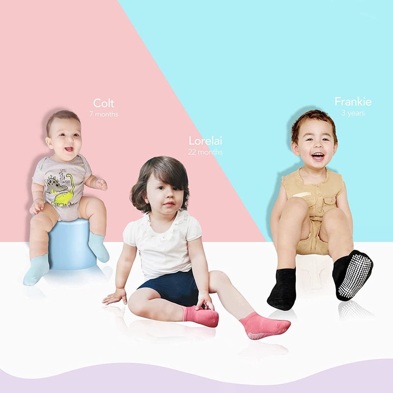 جوارب كاحل قطنية للأولاد الرضّع مضادة للانزلاق مع قبضة سيليكون، 6 أزواج - Image 3