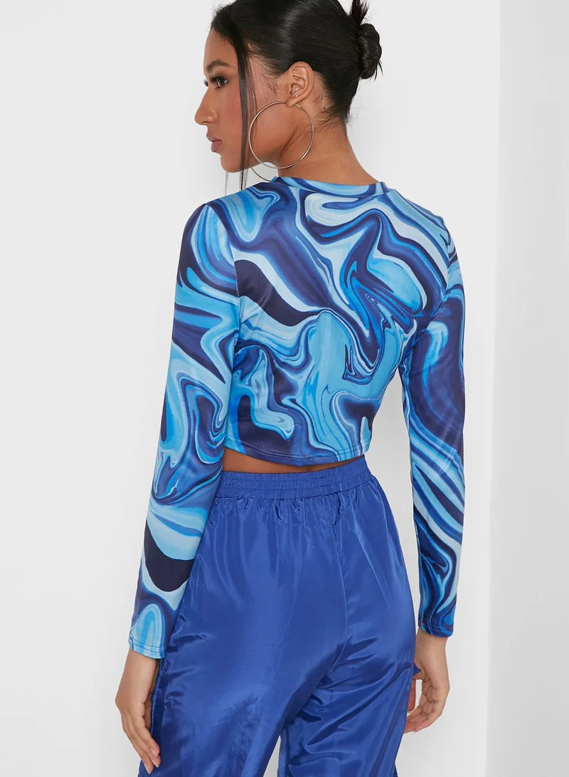 Ginger Abstract Print Top