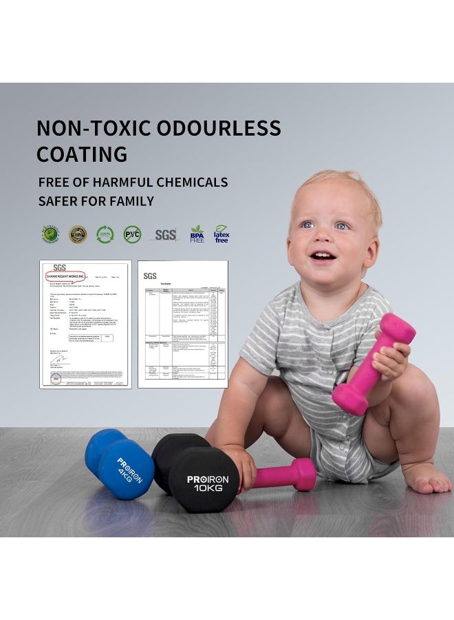 PROIRON Neoprene Dumbbells Set Weights Exercise & Fitness Dumbbells (2kg 3kg 5kg dumbbell sets with Dumbbell Rack) - Image 5