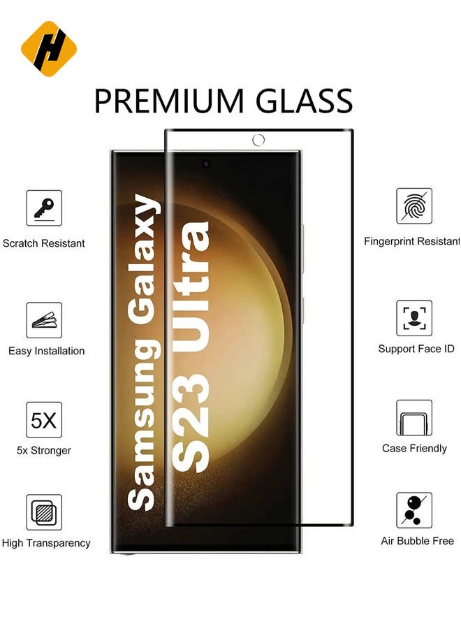 HuHa for Samsung Galaxy S23 Ultra Screen Protector with Camera Lens Protector, 9H Hardness Anti-Scratch Tempered Glass flim, Case Friendly, Anti-Fingerprint,Anti-Scratch (2+2 PACK) - Image 2