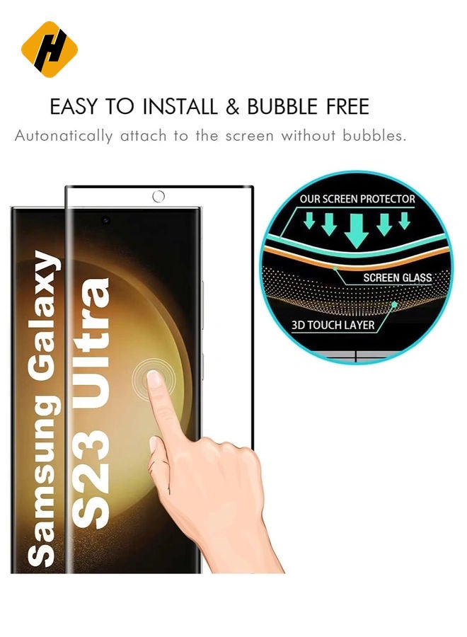 HuHa for Samsung Galaxy S23 Ultra Screen Protector with Camera Lens Protector, 9H Hardness Anti-Scratch Tempered Glass flim, Case Friendly, Anti-Fingerprint,Anti-Scratch (2+2 PACK) - Image 3