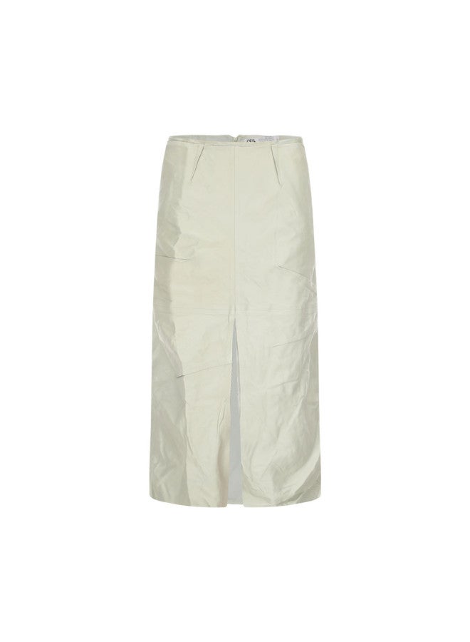 Zara trendy Solid Color Y2k Versatile Elegant High-slit Midi Skirt - Image 2