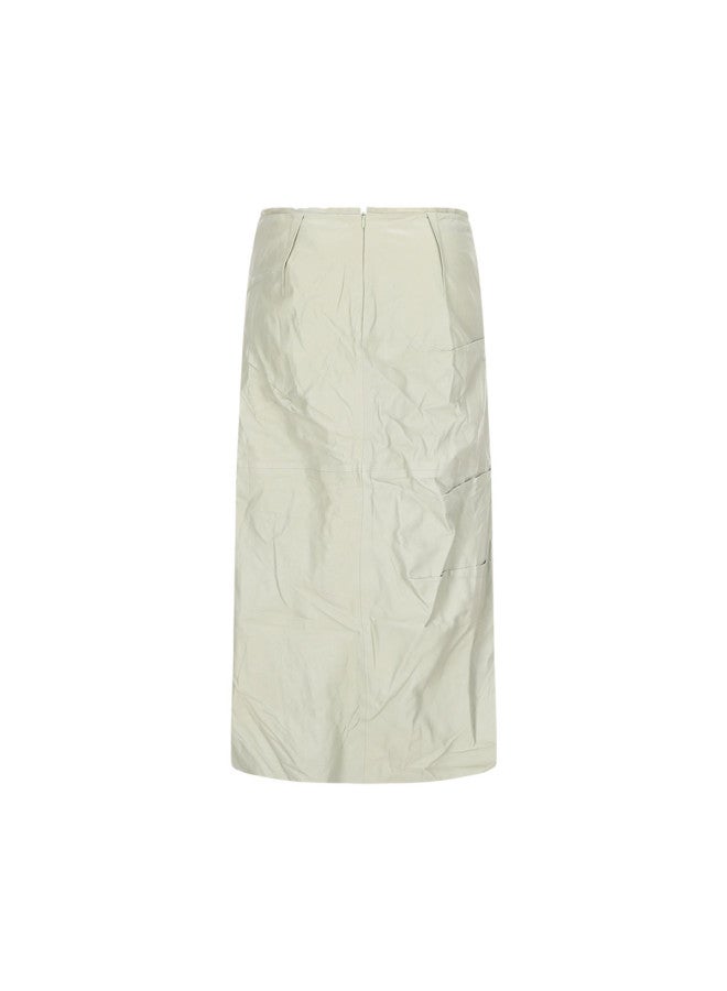 Zara trendy Solid Color Y2k Versatile Elegant High-slit Midi Skirt - Image 3
