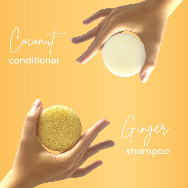 Muun Ginger Shampoo and Conditioner Bar Pack 3 - Hair Growth & Regrowth, Anti Hair Loss, Strengthen & Volumize, pH Balanced - Sulfate & Silicone Free For All Hair Type - Solid Soap for Travel - Image 2