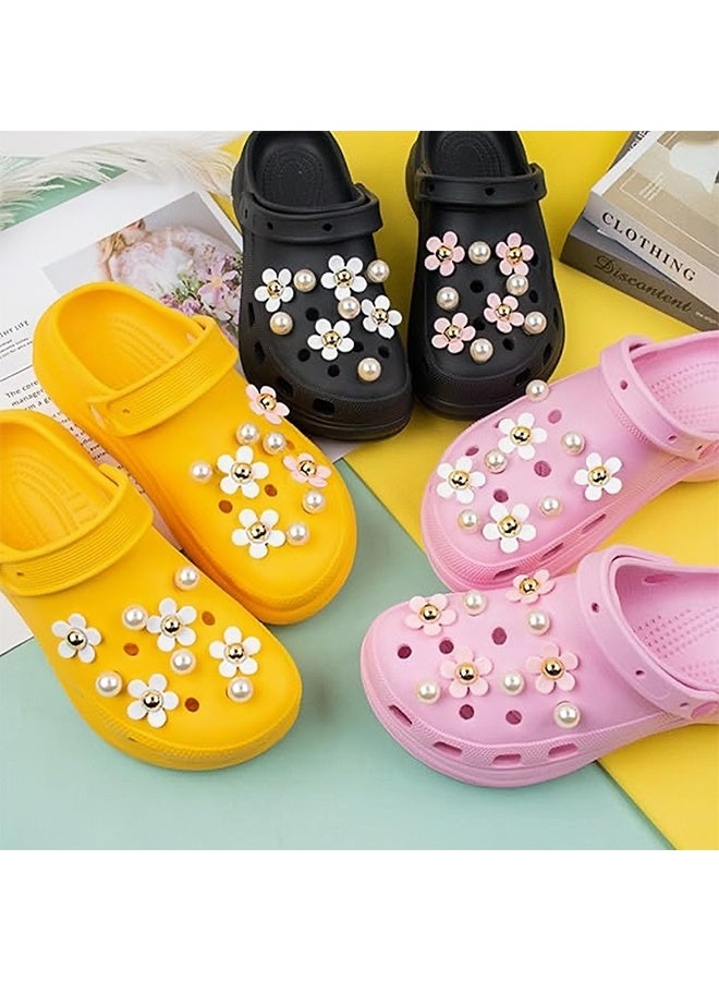 GNAFOTU 18 Pcs Pearl and Flower Shoe Charms Decoration, DIY Shoes Decorations, Trendy Shoe Decoration - Image 2